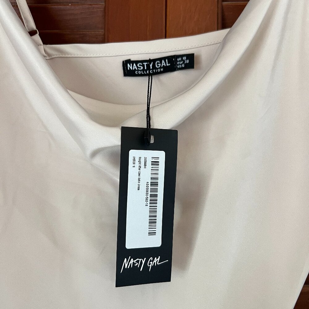 Beige Strappy Slip Dress, silk